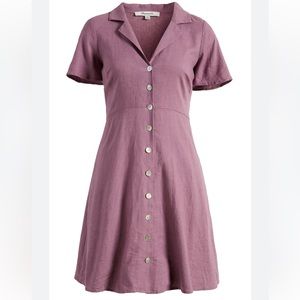 Madewell NWT Size 6 Kathy Retro Short Sleeve Mini Shirt Dress in Purple